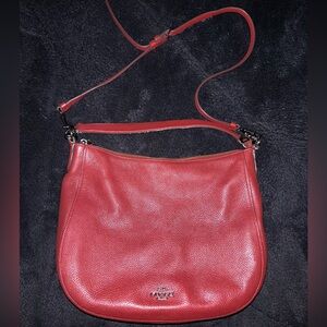 Coach Chelsea Hobo 32 Stunning Red Pebbled Leather Shoulder Handbag